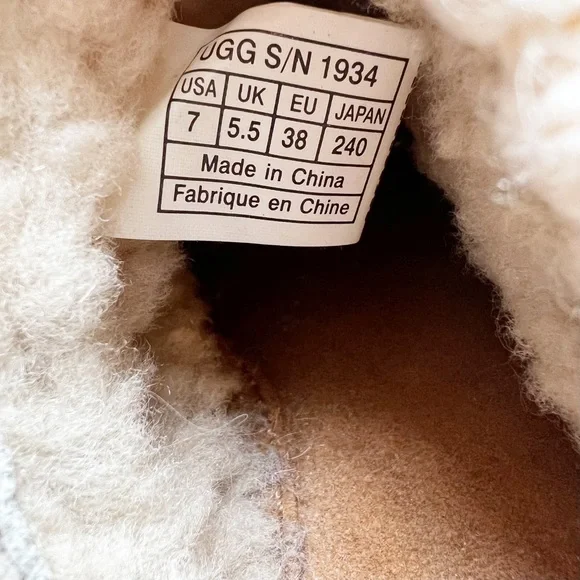 UGG Gael brown suede clog w knit cuff size 7 wedge heel - Picture 7 of 9